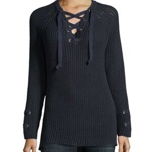 Pure Handknit | Black Boundless Lace-Up Sweater Size 2X